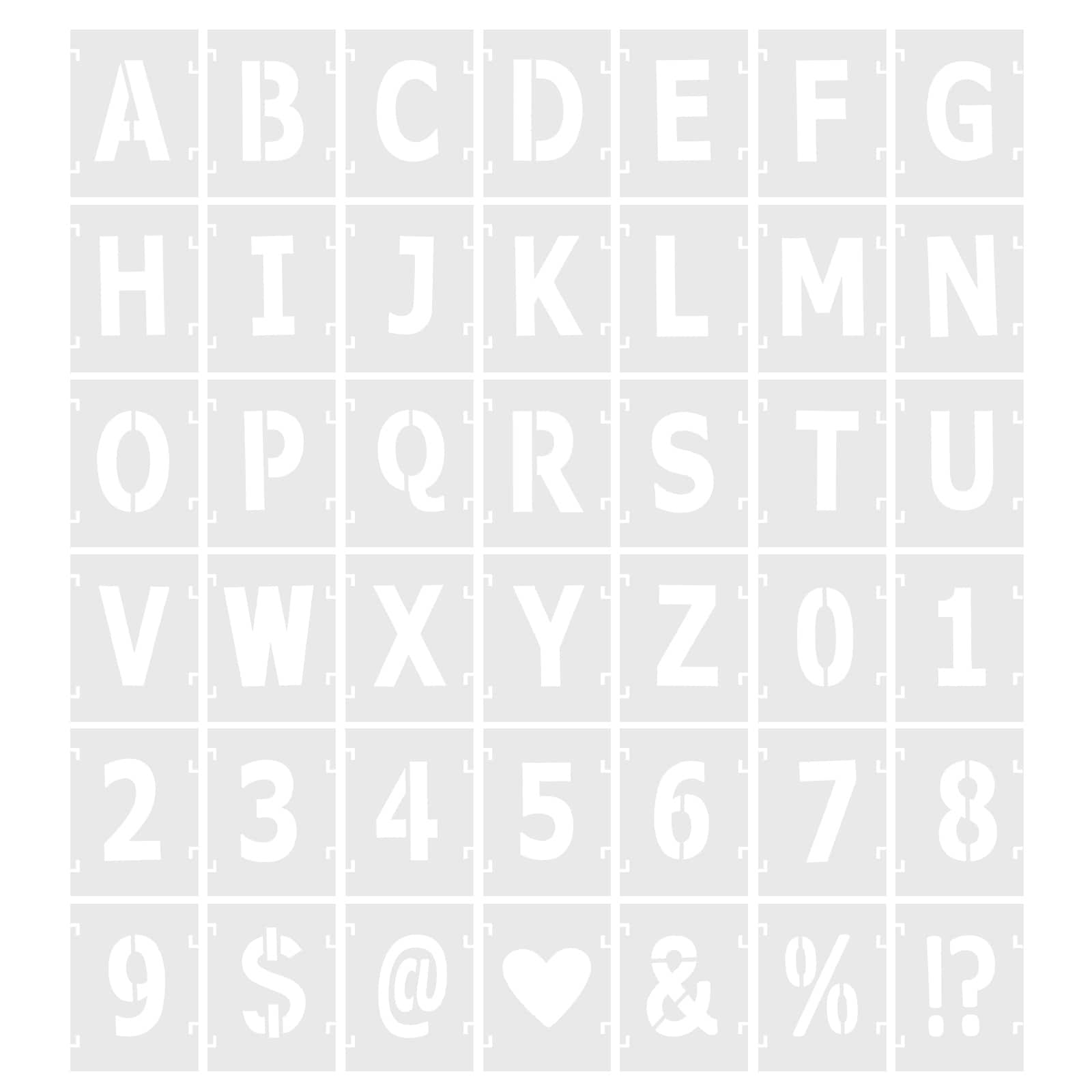 1 inch Letter Stencils Symbol Numbers Craft Stencils, 42 Pcs Alphabet 1 inch