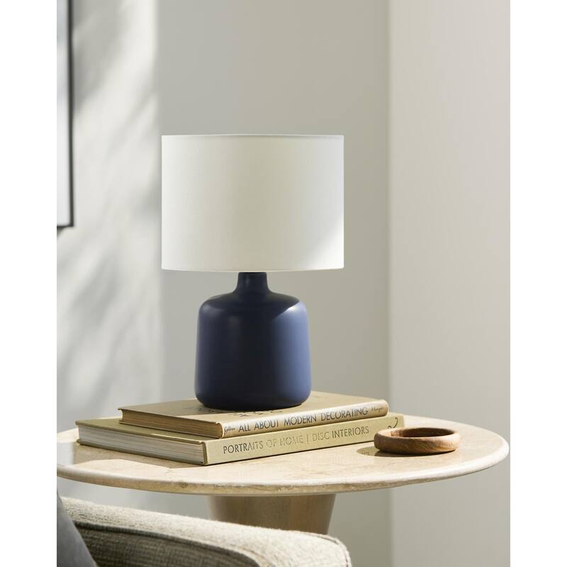Livabliss Elio Traditional Accent Table Lamp - 13"H x 9"W x 9"D - Navy