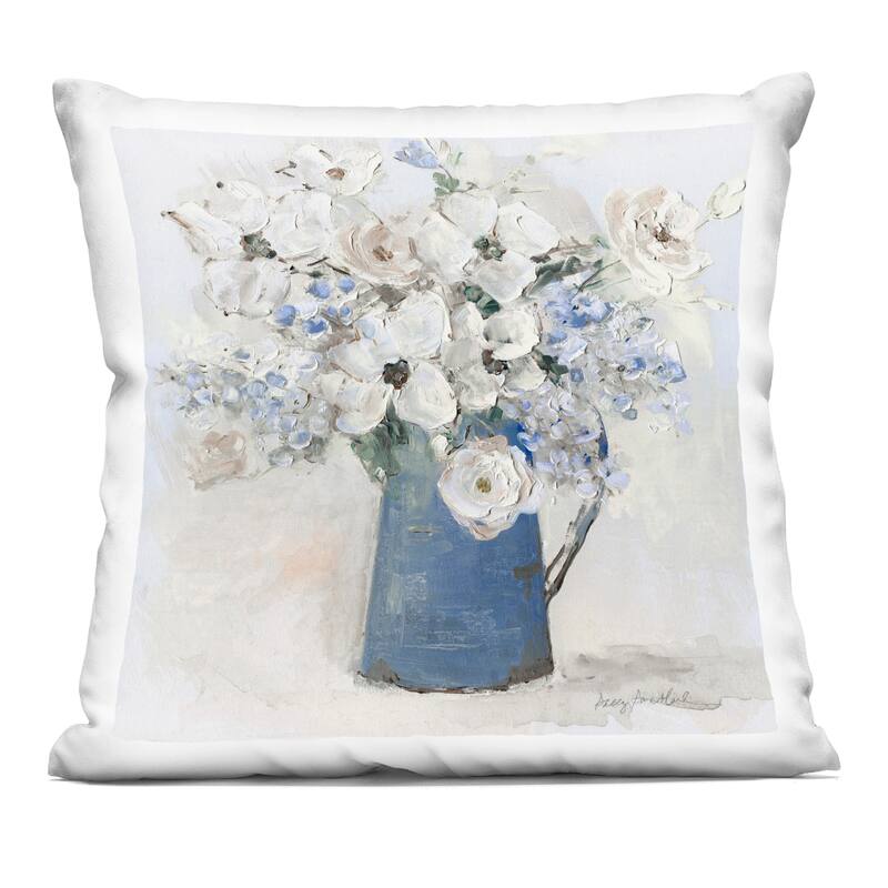 Stupell Bouquet in Blue Country Vase Decorative Printed Throw Pillow Design by Sally Swatland - Accent - Polyester - Blue - Single