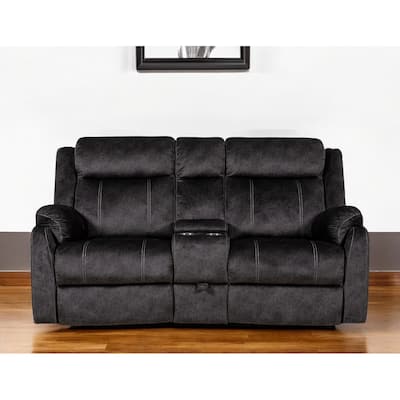 HomeRoots 70" Dark Gray Microfiber Manual Reclining Loveseat With Storage - 70.07' X '40.94' X '37.01