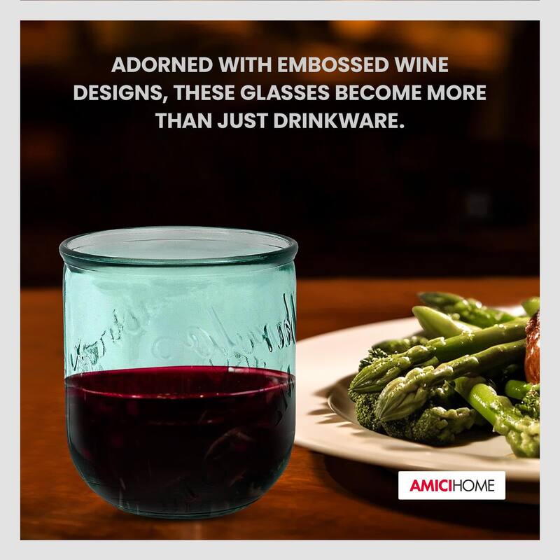 Amici Home Set of 6 Vino Stemless Wine Glasses - 12 oz