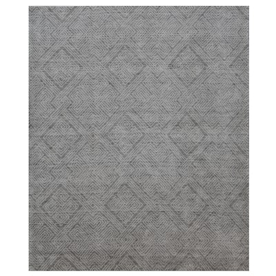 Modern Grey Hand-Knotted Wool Area Rug