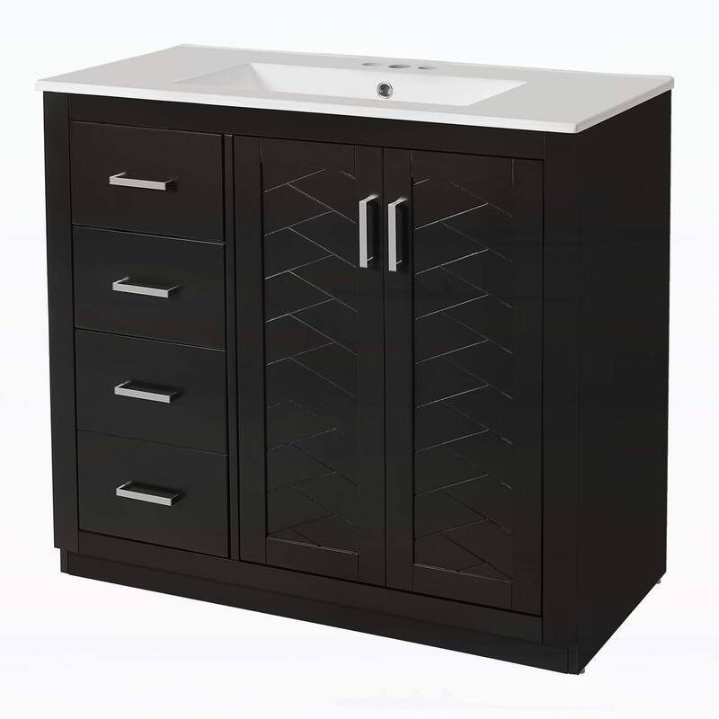 Freestanding Vanity Set with 3 Drawers& Soft Closing Doors