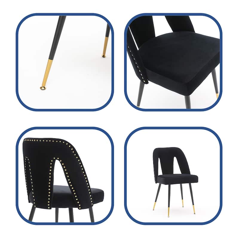 Modern Velvet Upholstered Dining Chair with Nailheads (Set of 2)