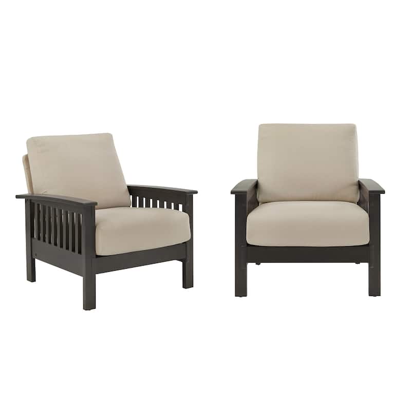 Sigulda Mission-Style Wood Accent Chair with Ottoman