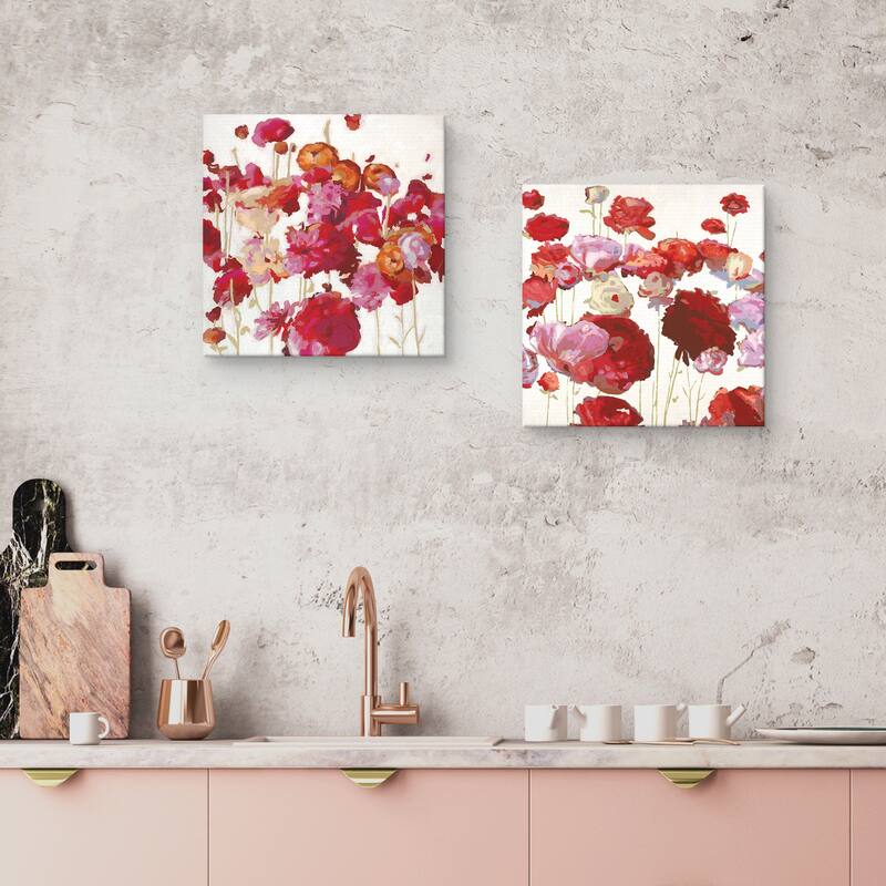 Red Floral Dream I-II by Randy Hibberd Canvas Art Prints