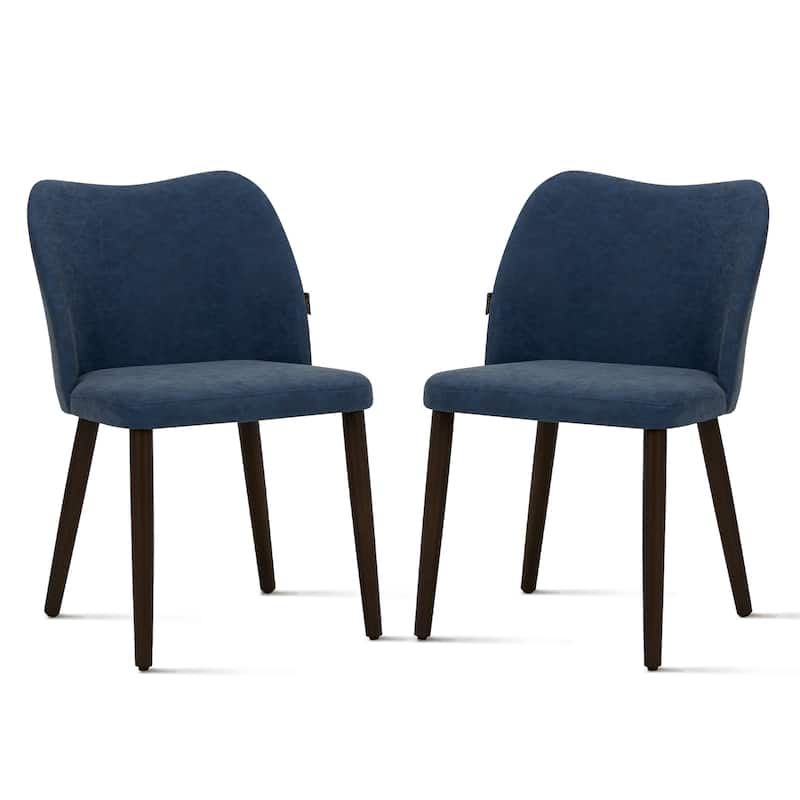 Set of 2 Wooden Dining Chairs, Beige Upholstered Fabric for Kitchen & Dining Room