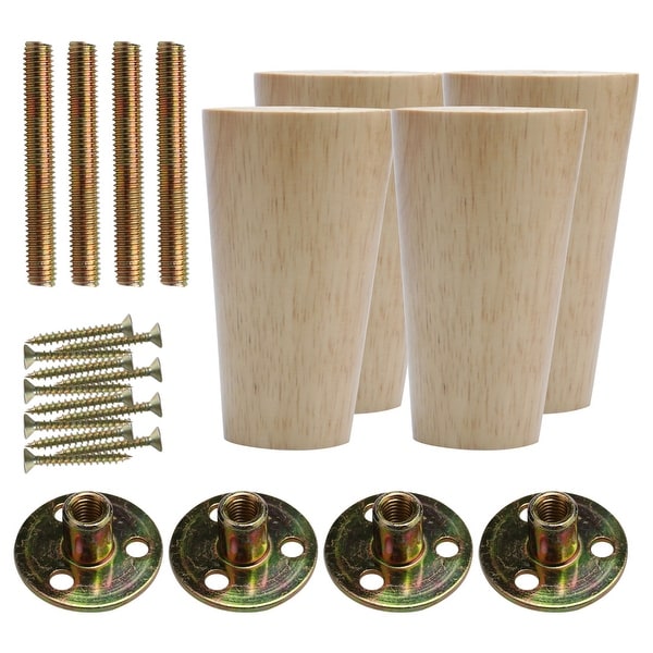Round 5 Inch Replacement Solid Wood Furniture Leg Extenders For