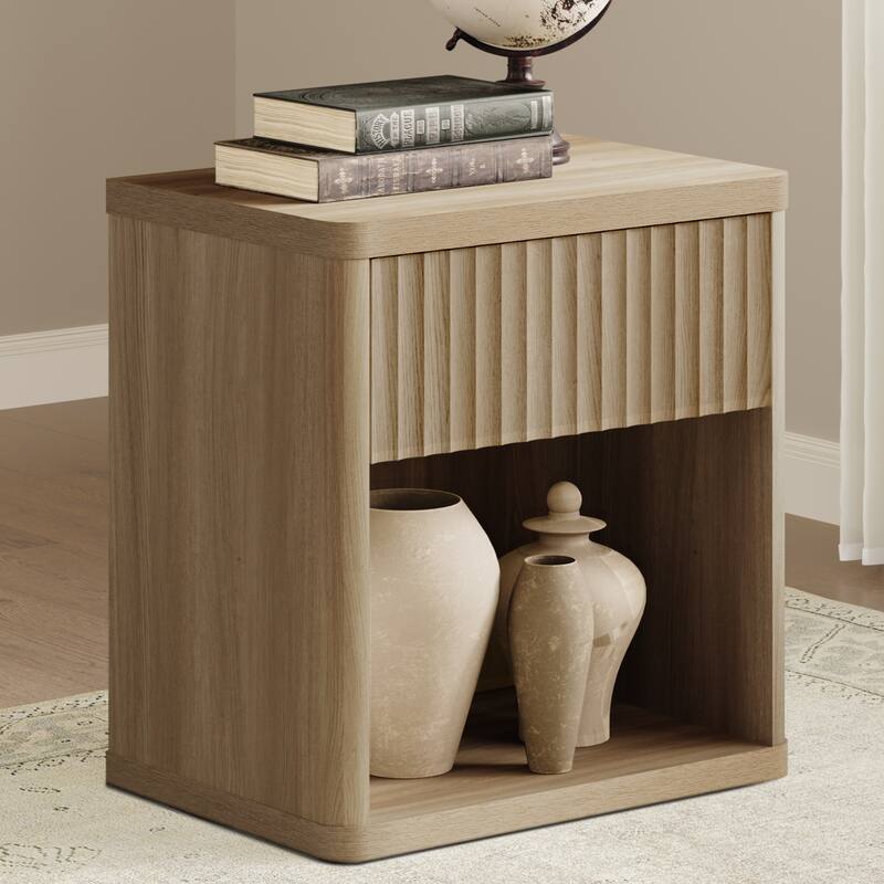 SICOTAS Nightstand with 1 Drawer and Open Storage