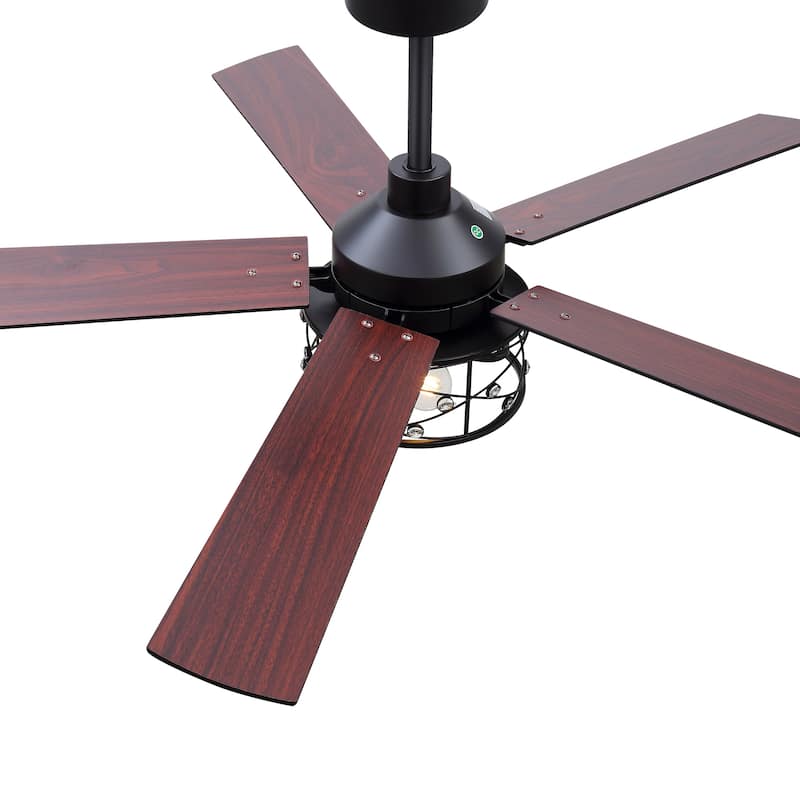 52-inch Reversible 5-Blade Caged Ceiling Fan with Remote and Light Kit
