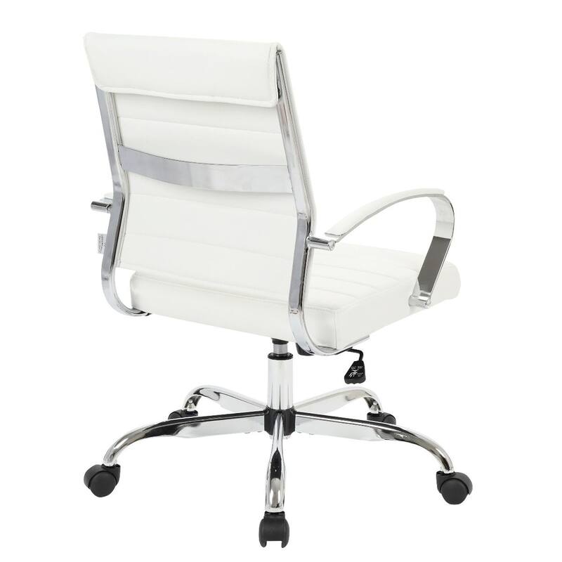 LeisureMod Benmar Mid-Back Swivel Leather Office Chair W/ Chrome Base