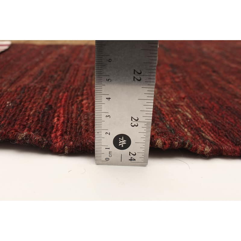 ECARPETGALLERY Flat-Weave Natural Burgundy Wool Tapestry Kilim - 4'10 x 6'7
