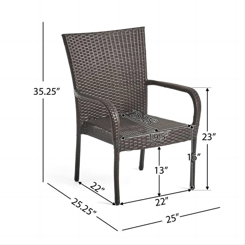 Roomfitters Outdoor Wicker Stacking Chairs, Transitional PE Rattan with Curved Armrests