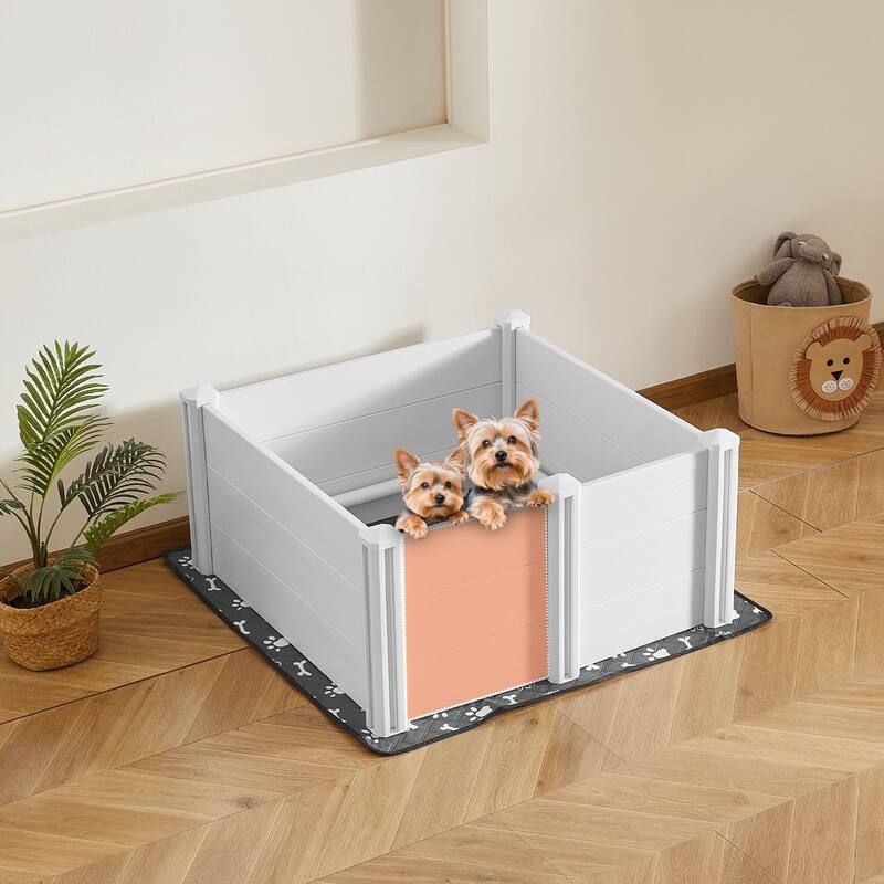 Grey PVC Whelping Box for Dogs with Adjustable Doors and Pad