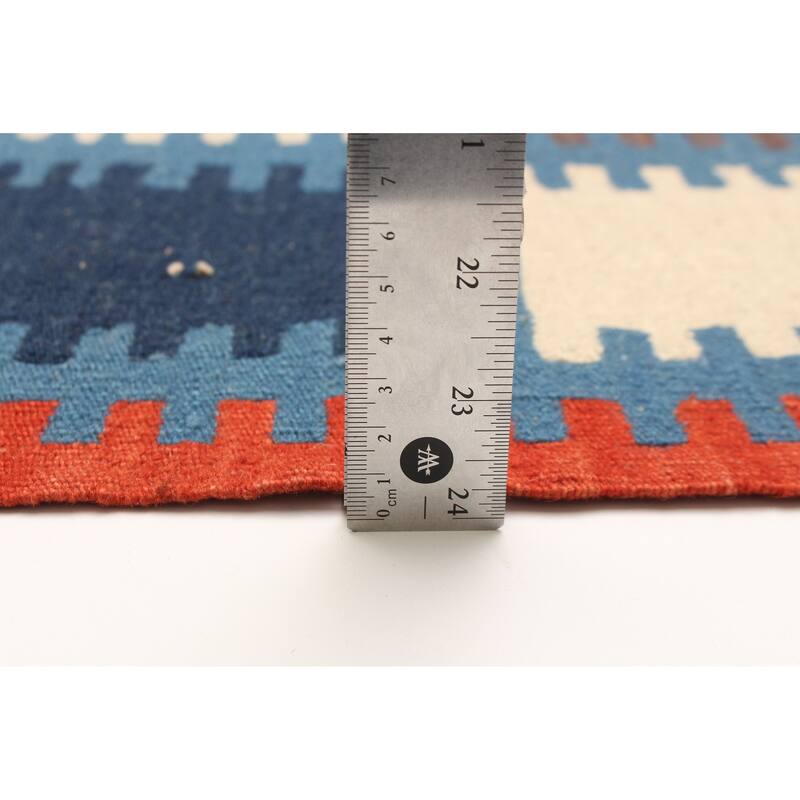 ECARPETGALLERY Flat-Weave Ankara Blue Wool Kilim - 4'11 x 6'6