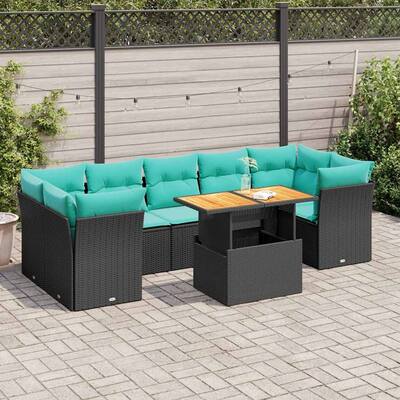 vidaXL Patio Sofa Set with Cushions Modular Lounge Set 6 Piece Poly Rattan - 21.7 x 24.4 x 27.2