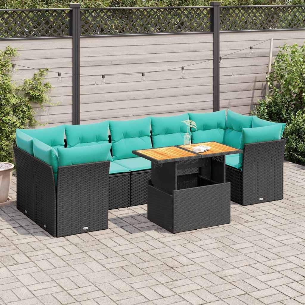 vidaXL Patio Sofa Set with Cushions Modular Lounge Set 6 Piece Poly Rattan - 21.7 x 24.4 x 27.2