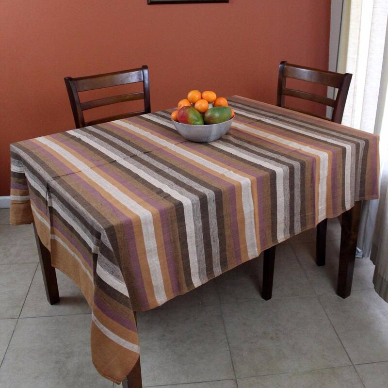 Striped Light weight Cotton Tablecloth Rectangle Red Blue Green - 60 x 90 inches - brown 60 x 90