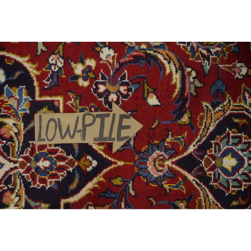 Hand Knotted Oriental 100% Wool Carpet Traditional Floral Red Kashan Area Rug - 12' 6'' X 8' 6''