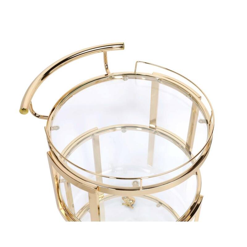 Madelina Serving Cart, Gold & Clear Glass
