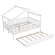preview thumbnail 31 of 50, Full Size Wooden House Bed With Twin Size Trundle