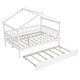 preview thumbnail 5 of 10, Full Size Wooden House-Shaped Platform Bed with Twin Trundle, Spacious Storage, and Solid Pine Wood Construction