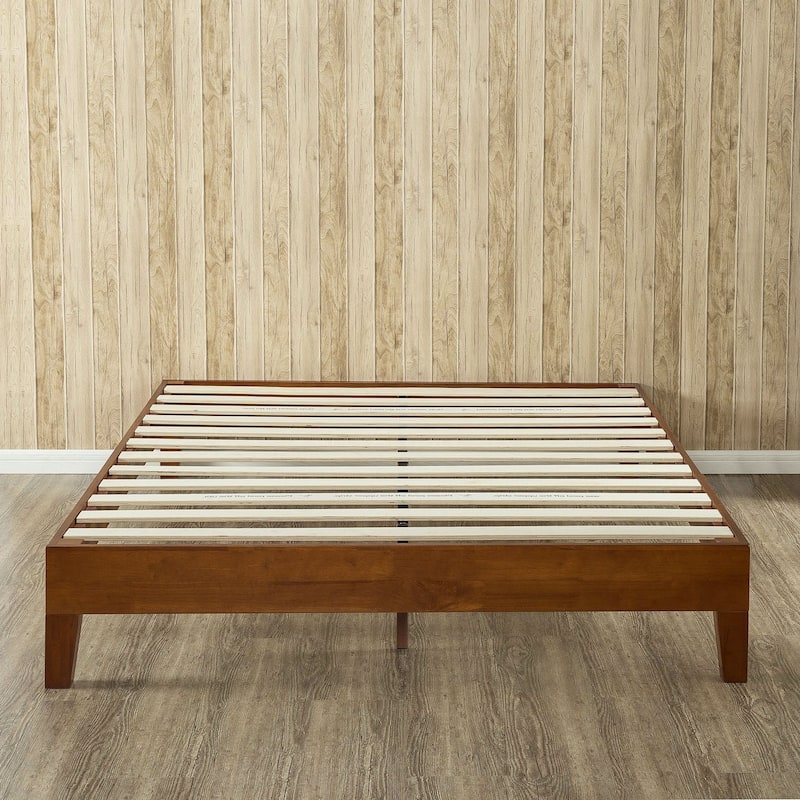 Cherry Wooden Twin Size Low Profile Platform Bed Frame