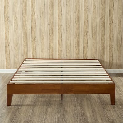 Queen size Solid Wood Low Profile Platform Bed Frame in Cherry Finish