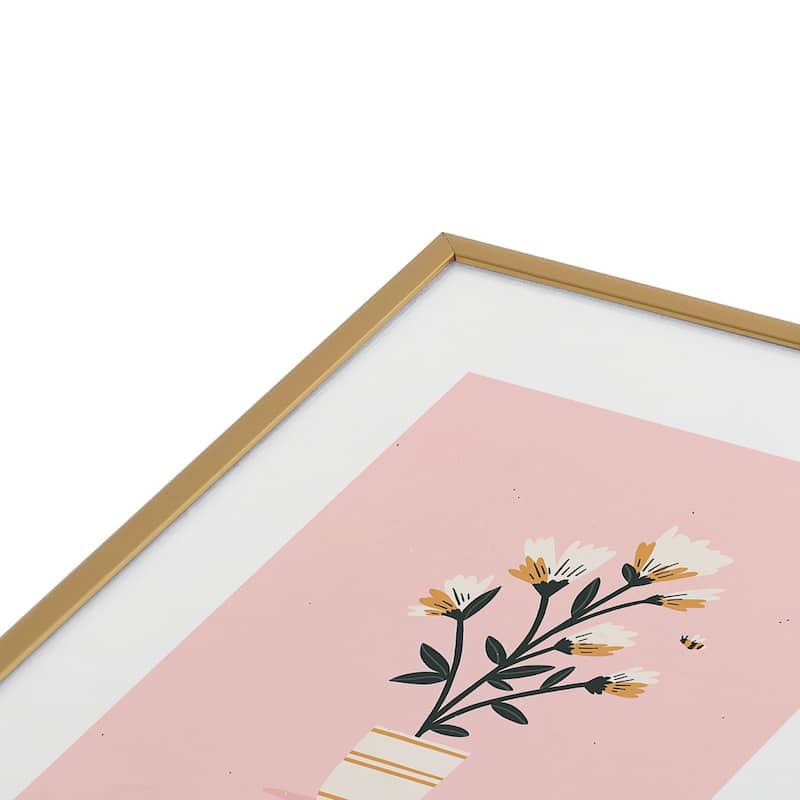 Charly Clements Bumble Bee Flowers Pink Metal Framed Art Print - Bed ...