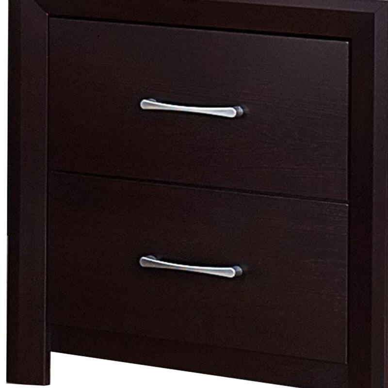 Wooden Night Stand with 2 Drawers Espresso Brown