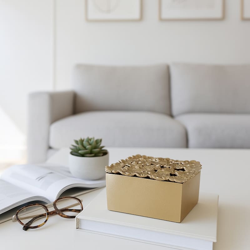 Aluminum Decorative Vase Floral Openwork Design Glam Style Modern