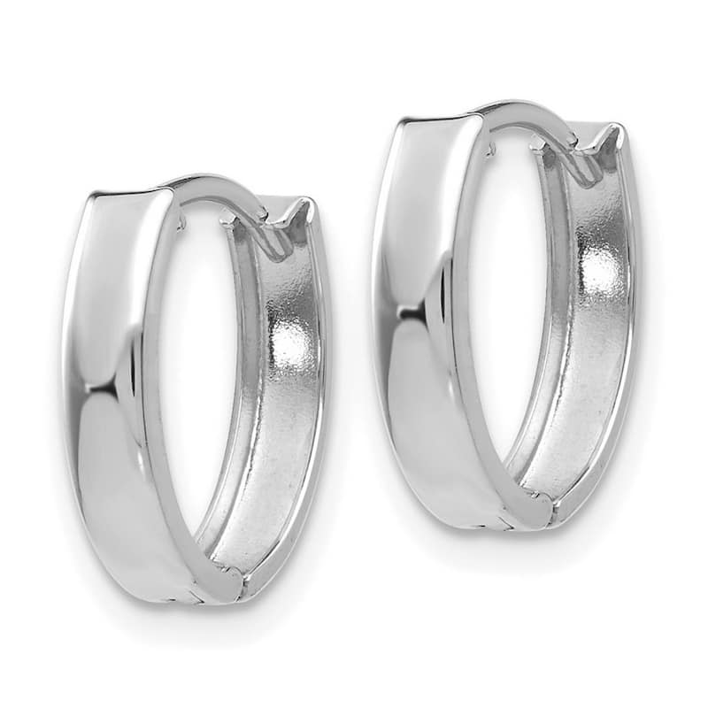 Curata 14k White Gold Polished 13x10mm Oval Hinged Hoop Earrings