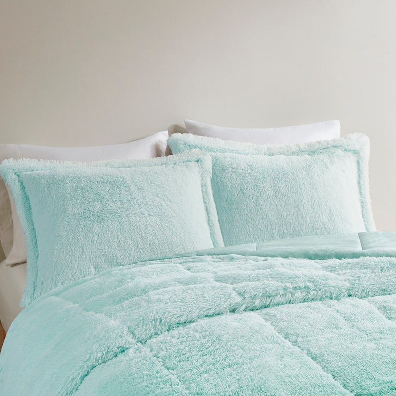 Intelligent Design Ella Ombre Shaggy Long Fur Comforter Mini Set