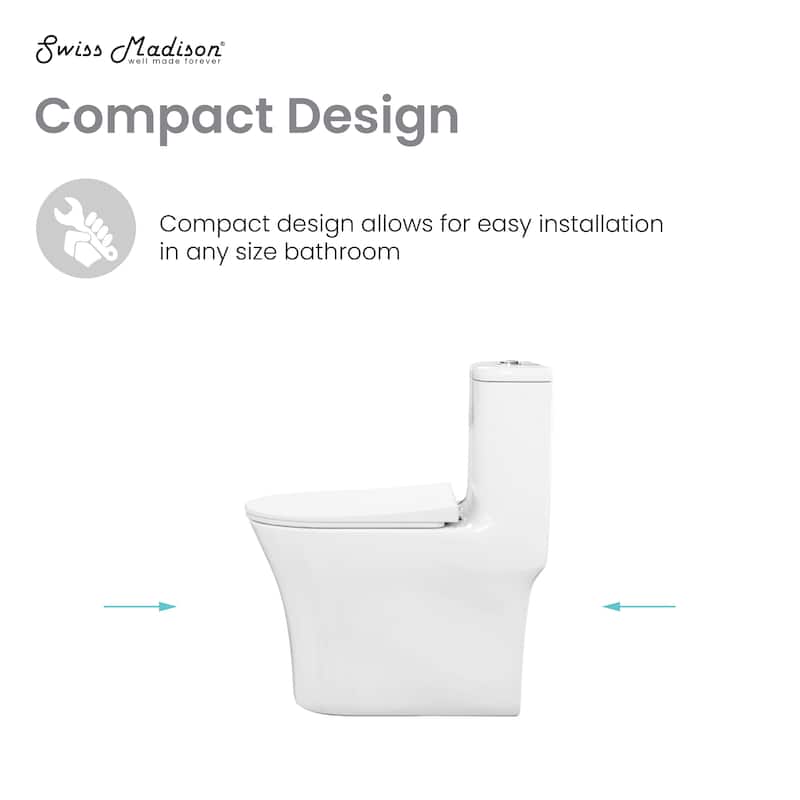 Cascade One-Piece Compact Toilet Dual-Flush 1.1/1.6" - 24.61" x 14.76" 28.35"