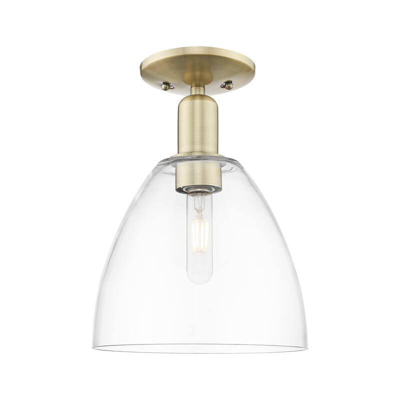 Innovations Lighting Endless Possibilities Arcadia - Bristol - 1 Light 9" Semi-Flush Mount - Antique Brass/Clear