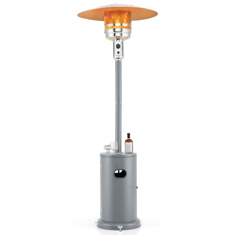 50000 BTU Propane Patio Heater with Round Table Design Adjustable Temperature Control Knob - 32" x 87" - Grey