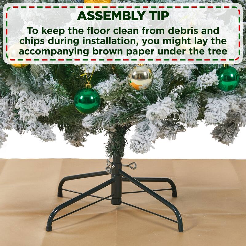 Yaheetech Pre-lit 4.5ft/6ft/7/5ft/9ft Flocked Artificial Christmas Tree with Foldable Stand, Green