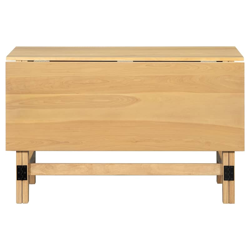 Farmhouse Extendable Dining Table with Drop Leaf, Solid Wood Expandable Table for Small Spaces, Kitchen and Dining Room