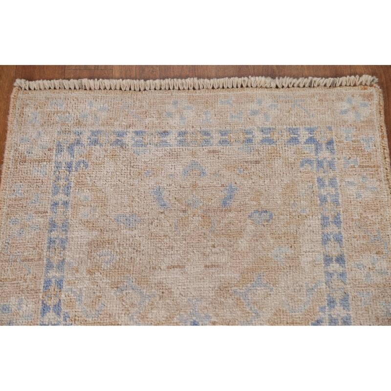 Hand Knotted Oriental 100% Wool Carpet Transitional Geometric Oranges & Rust Oushak Area Rug - 3' 0'' X 2' 0''