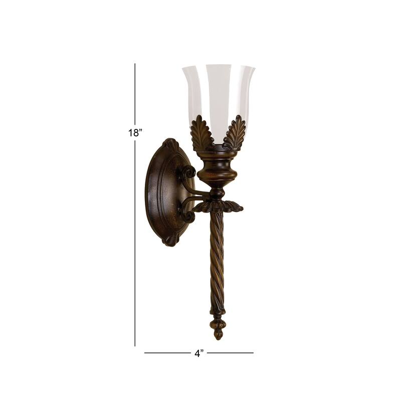 Brown Glass Single Candle Wall Sconce - 5 x 7 x 18