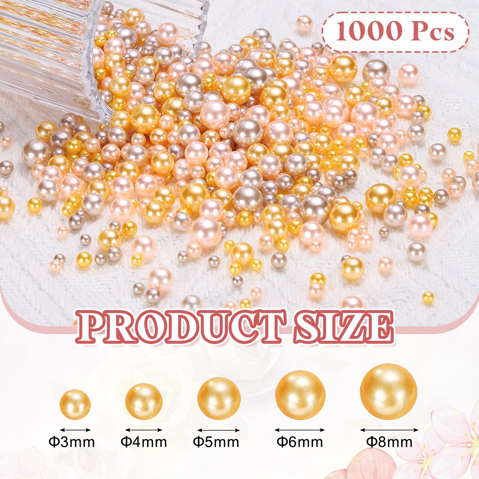 No Hole Pearls, Mini Round Faux Pearl for Art Crafts Jewelry Making Nail Vase Filler Birthday