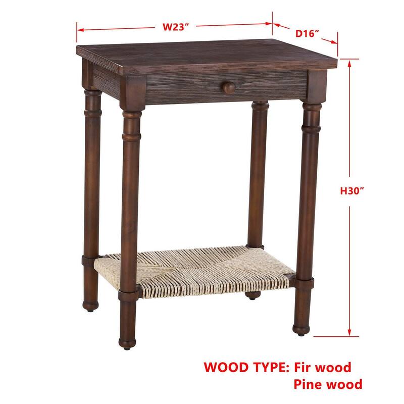 Haven Fir Wood End Table, Walnut