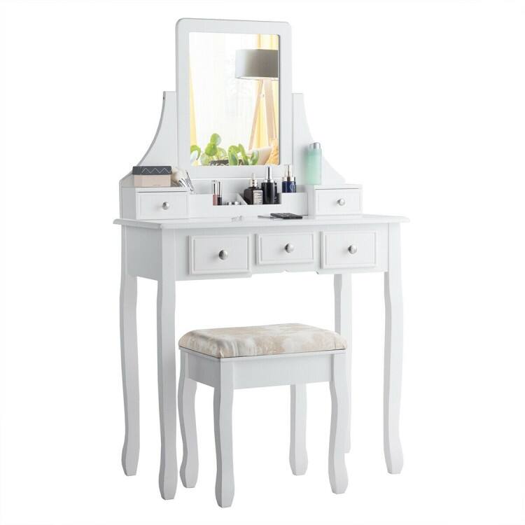 5 Drawers Removable Box Makeup Dressing Vanity Set - 31.5" x 16" x 55" (L x W x H)
