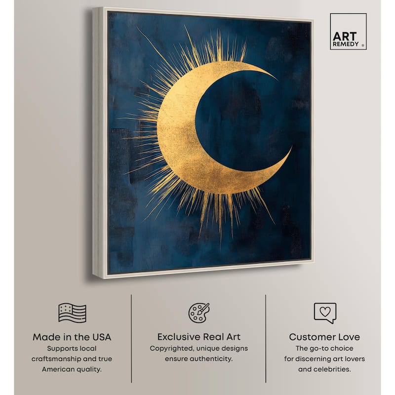 Gold Moon on Indigo Canvas by Art Remedy