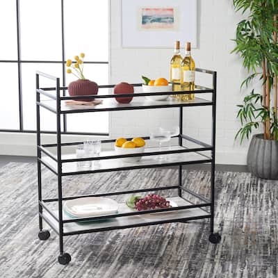 SAFAVIEH Home Collection Idria 3 Tier Bar Cart - 34" L x 16" W x 36" H