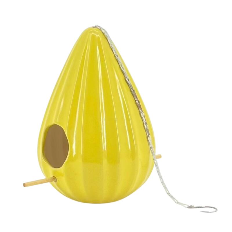Ceramic 10-Inch Teardrop Ruffled Birdhouse