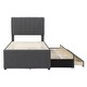preview thumbnail 3 of 12, Twin Size Upholstered Platform Bed with Trundle and Storage Drawers, Modern Design with Stripe Headboard