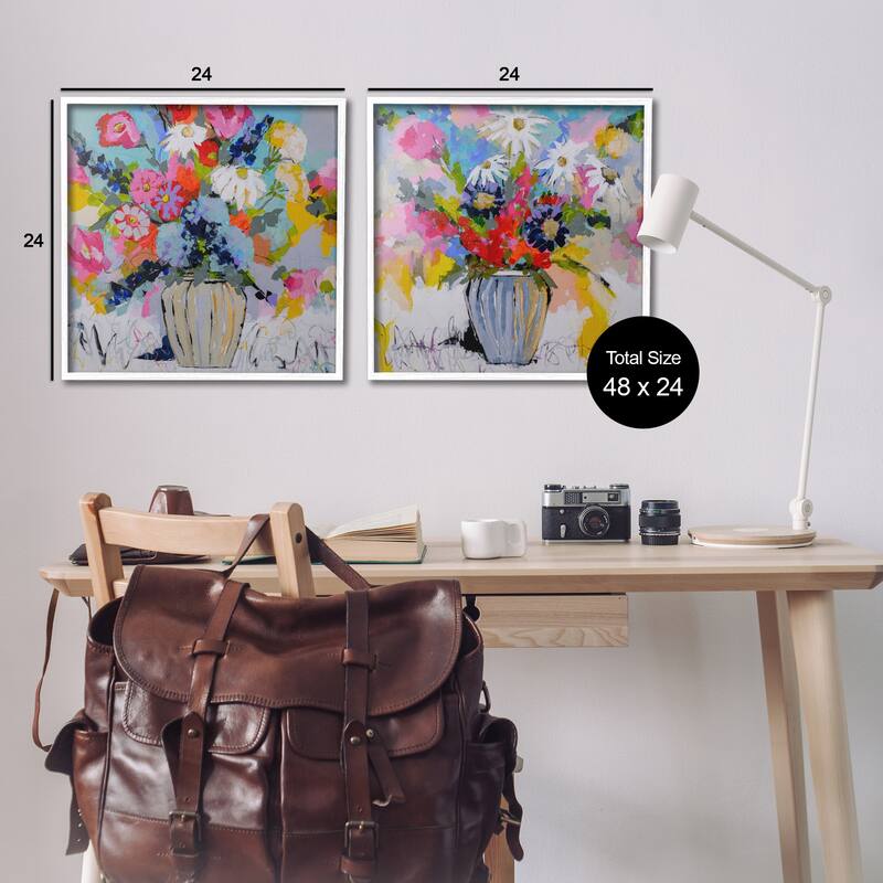 Stupell Vibrant Flower Vase Collection Framed Giclee Art Design By Joan Curtis (Set of 2)