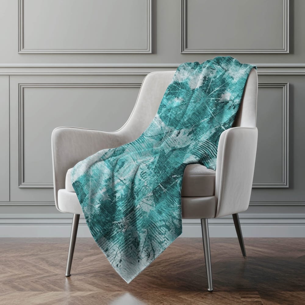 Premium Machine Washable Floral Abstract Sherpa Throw Blanket