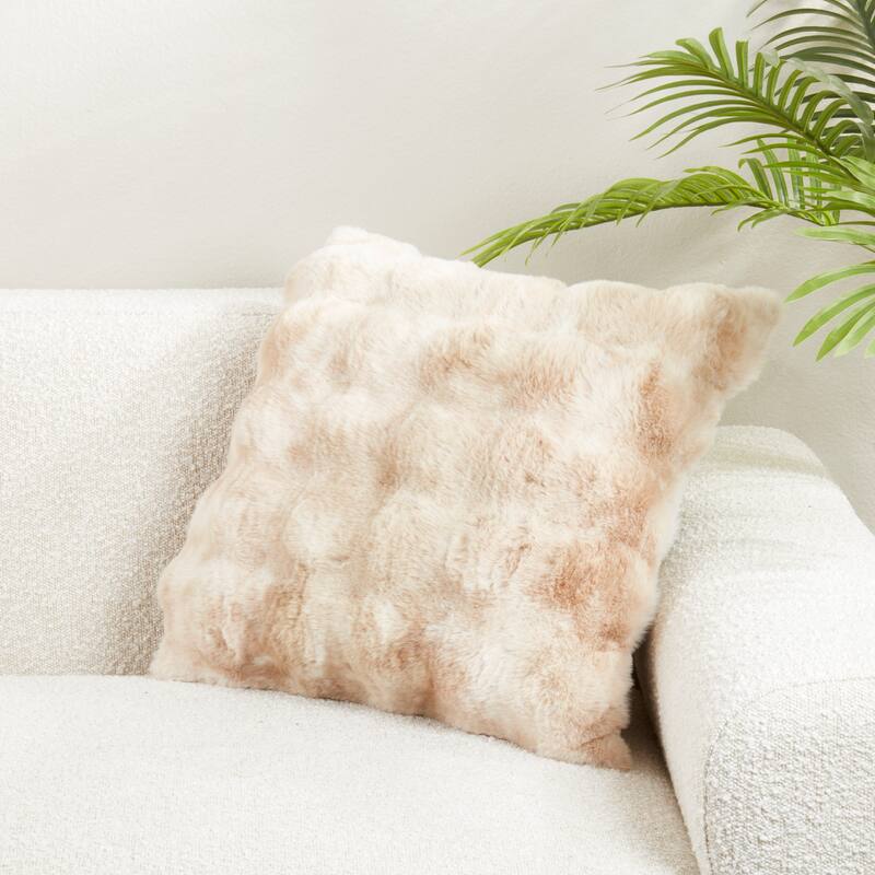 Plush Faux Fur Throw Pillow - Ultra-Soft Textured Accent for Sofa, Bed & Cozy Layered Styling